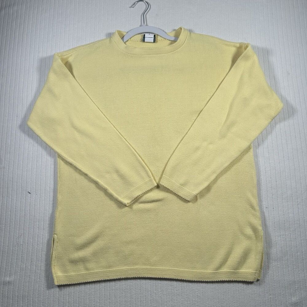 Vintage CHAVA Comfort Yellow Knit Crewneck Sweater Womens Size Medium Pullover